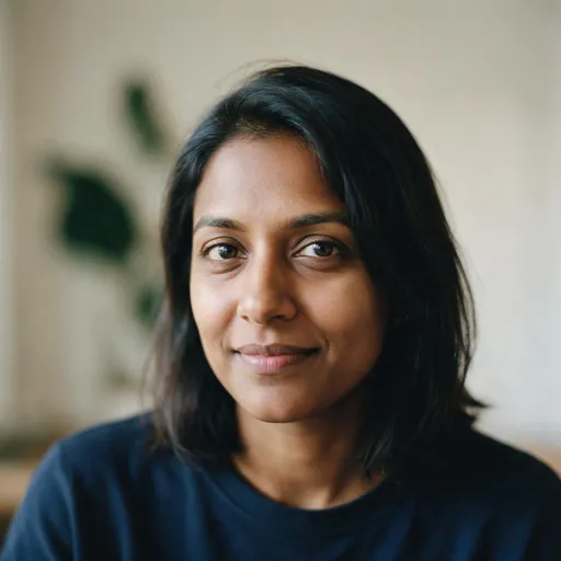 Illustrative portrait of Priya R., a fictional test person